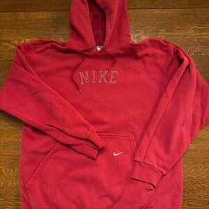 Vintage Nike Men's Red Hoodie